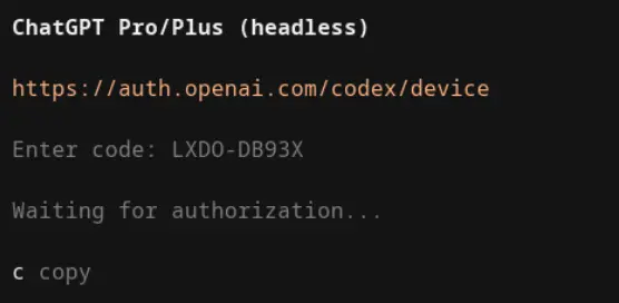 Follow the login link and enter code